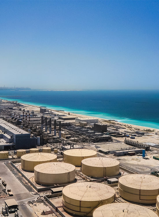 An aerial view of a large desalination plant that Terranova Steel provided pipes for